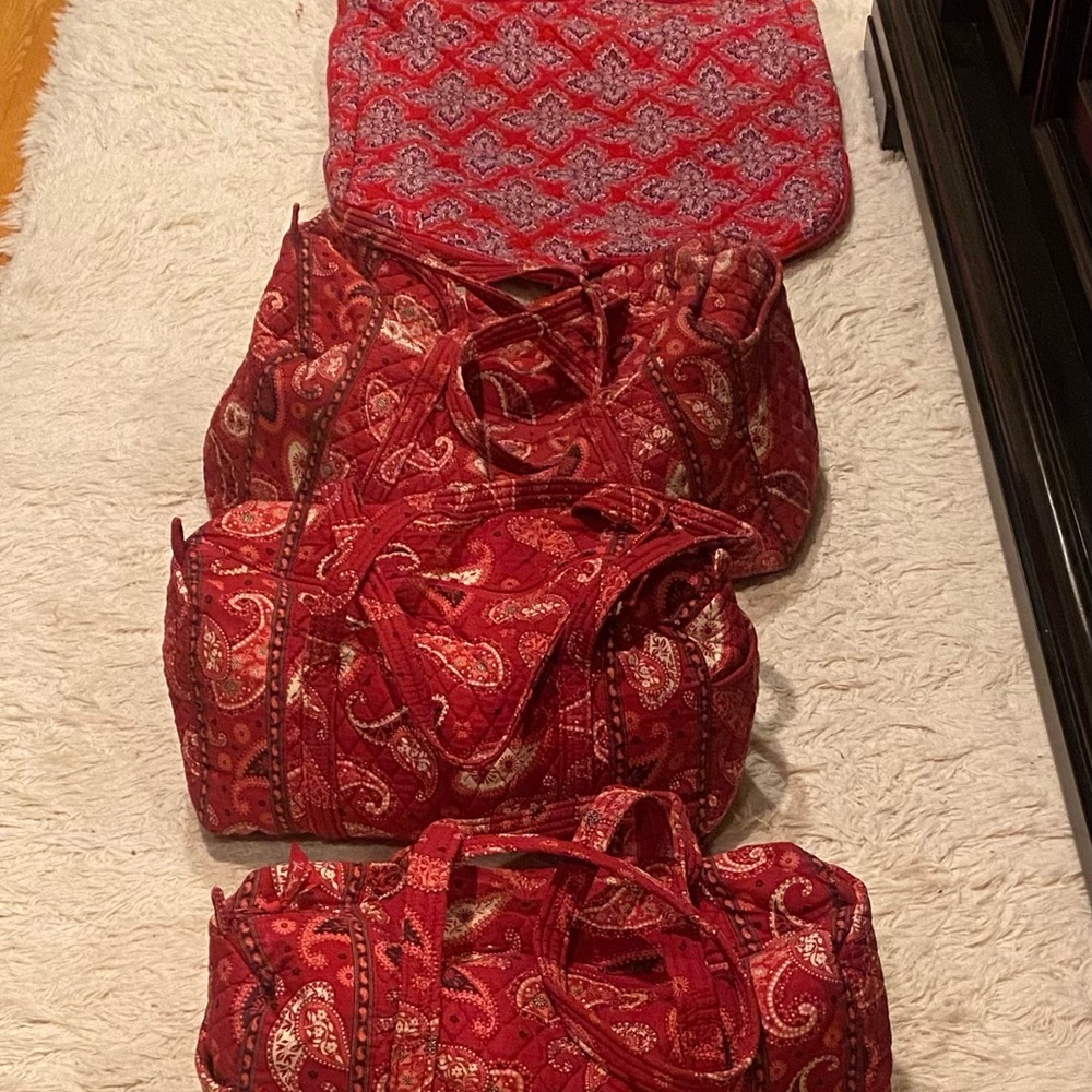Set of Vera Bradley Red Paisley Quilted Bags